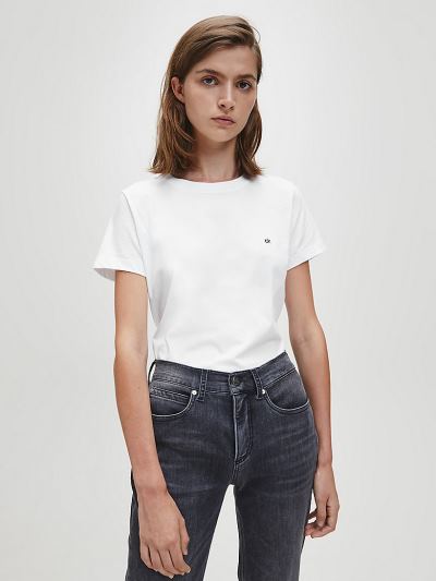 Calvin Klein Ruhák HU274115 | Calvin Klein Organic Cotton Női Póló Világos Fehér